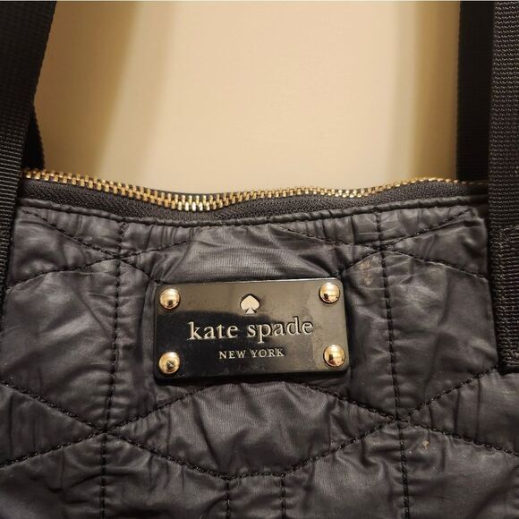Kate Spade New York Bon Black Quilted Fabric Shopper/Tote Bag Ret.$225 w/Dustbag - Picture 3 of 10